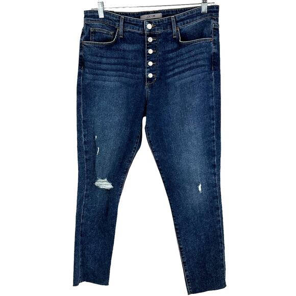 Joe Jean's NWT High Rise Skinny Ankle Distressed Button Fly Size 32 Frayed Ankle